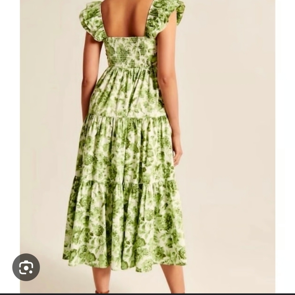 Abercrombie And Fitch Floral Tiered Midi Dress Green XS Summer Dress NWT - Picture 2 of 6